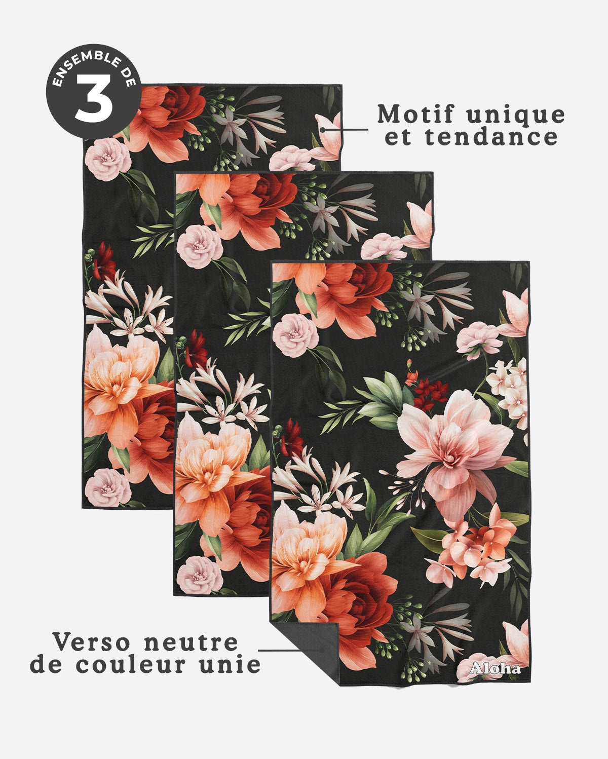 Linges à vaisselle Floral | Ensemble de 3