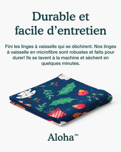 Linges à vaisselle Maison du Père Noël | Ensemble de 3