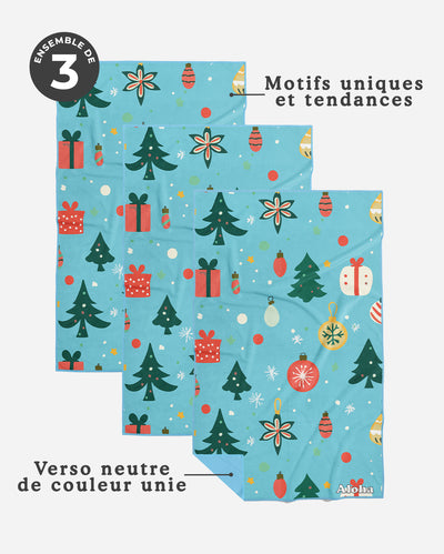 Linges à vaisselle Magie de Noël | Ensemble de 3
