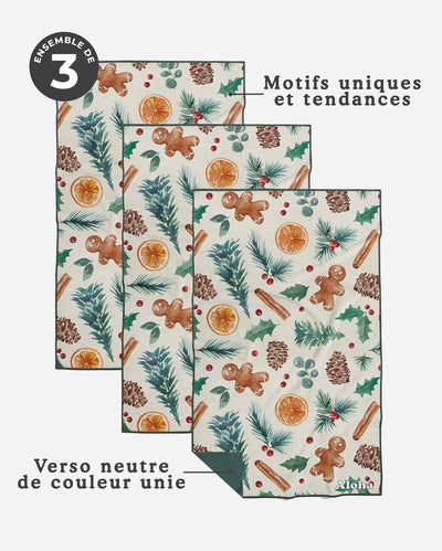 Linges à vaisselle Pain d'épice | Ensemble de 3