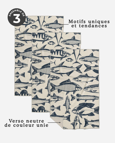 Linges à vaisselle Poisson | Ensemble de 3