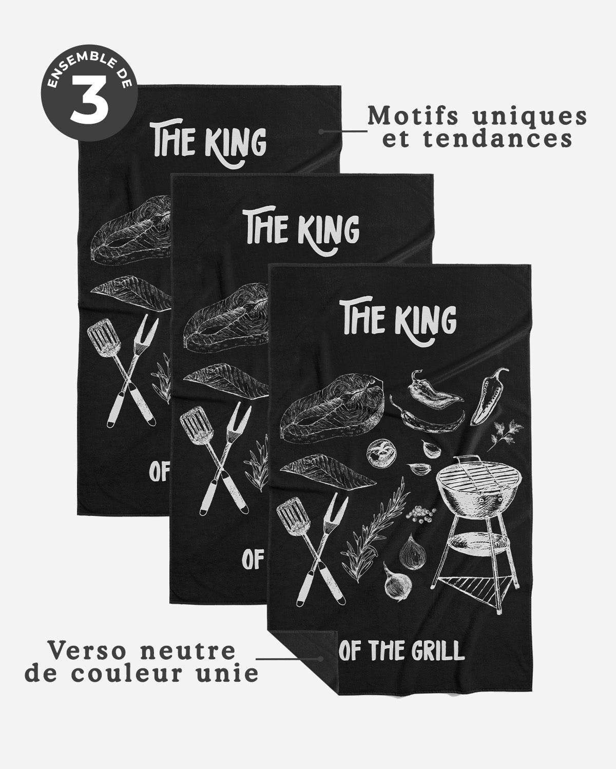 Linges à vaisselle King of the grill | Ensemble de 3