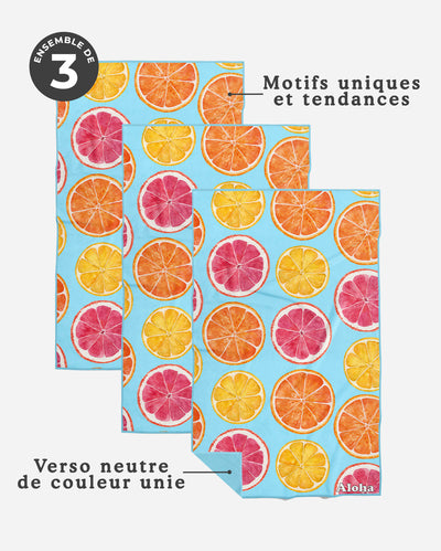 Linges à vaisselle Citrus d'Été | Ensemble de 3