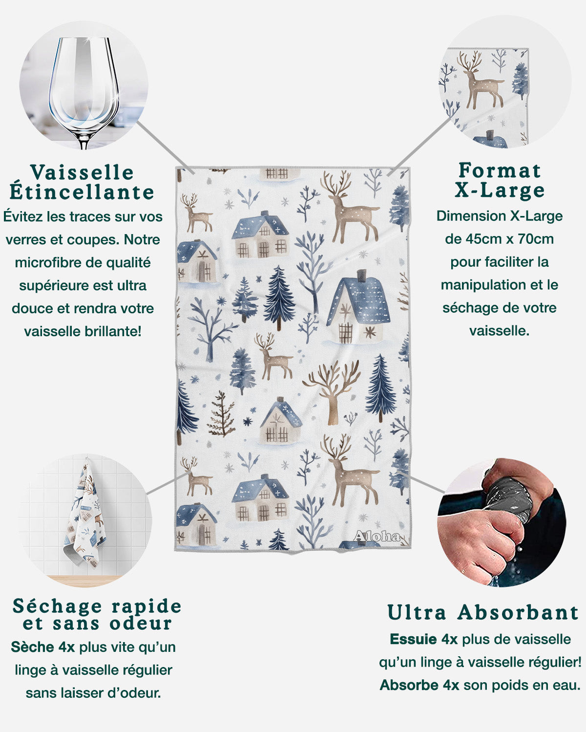 Linges à vaisselle Chalet | Ensemble de 3