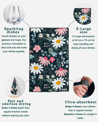 Kitchen Towels Nighttime Garden | Set of 3