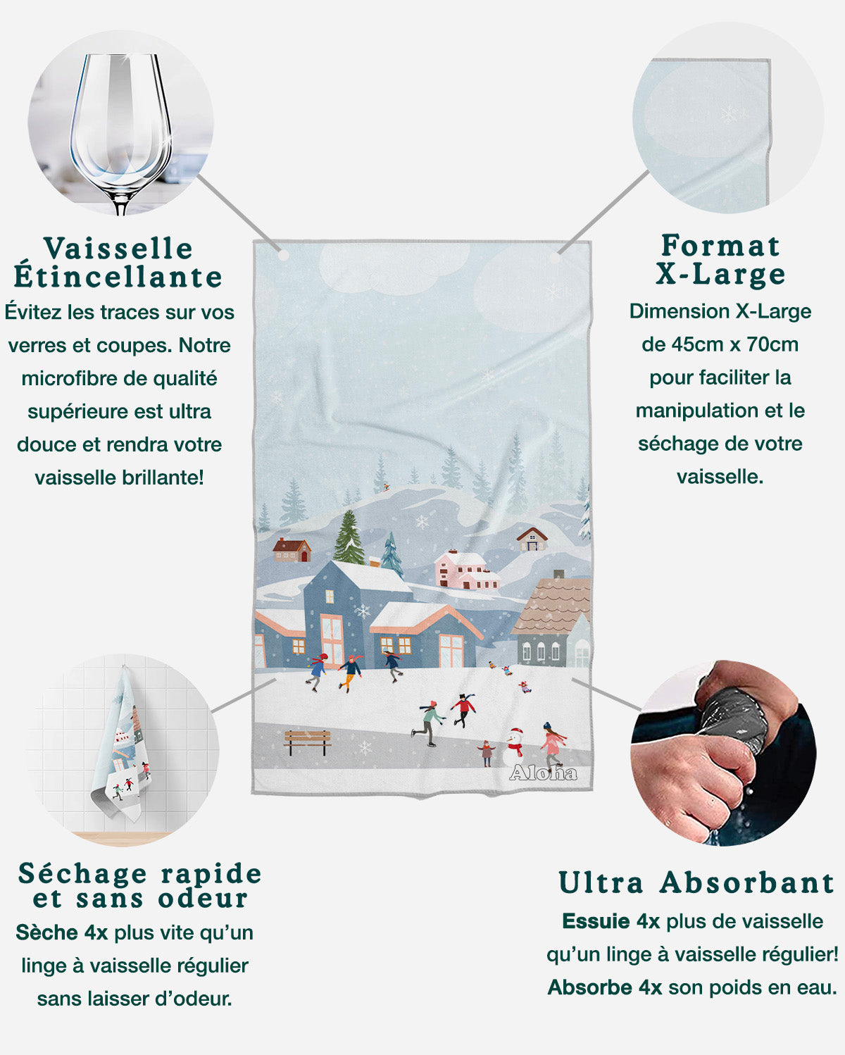 Linges à vaisselle Village | Ensemble de 3