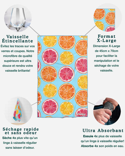 Linges à vaisselle Citrus d'Été | Ensemble de 3