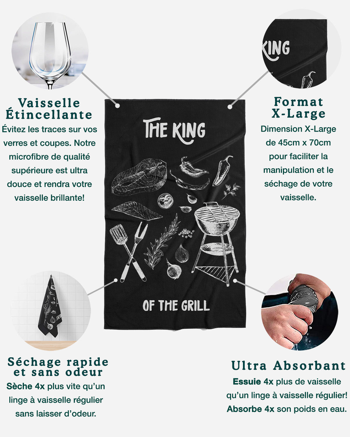 Linges à vaisselle King of the grill | Ensemble de 3