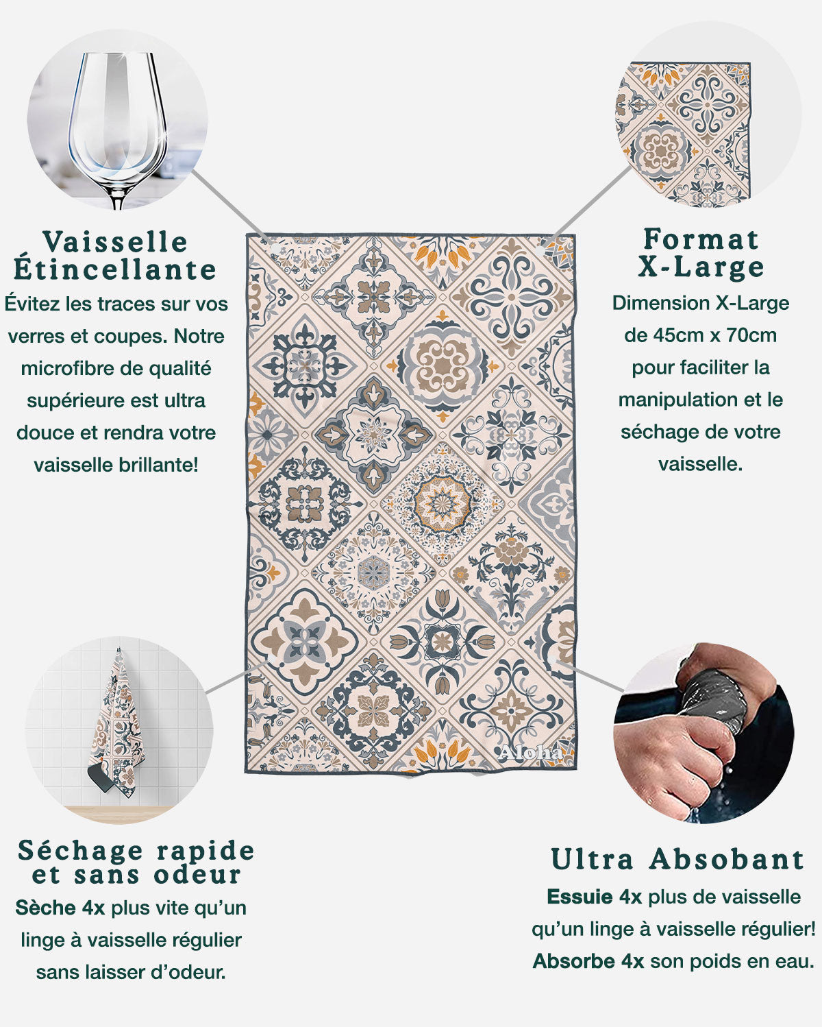 Linges à vaisselle Amalfi | Ensemble de 3