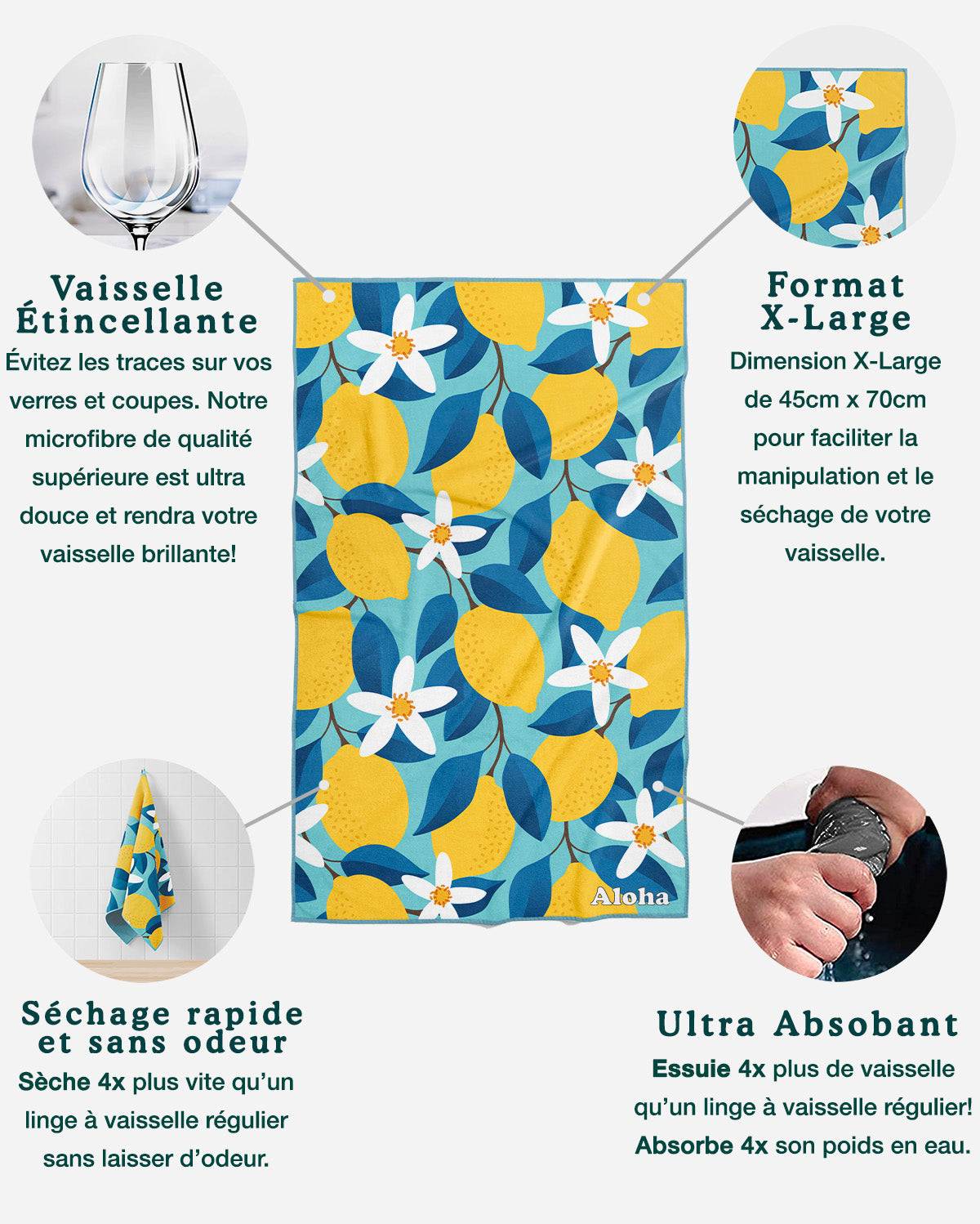 Linges à vaisselle Sunny Lemon | Ensemble de 3