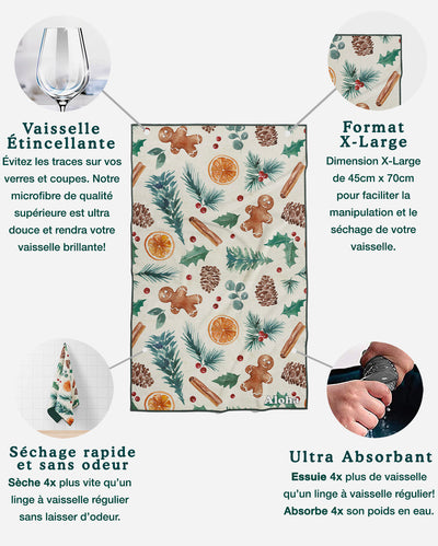 Linges à vaisselle Pain d'épice | Ensemble de 3